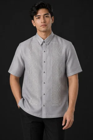 Short Sleeve Gray Barong Tagalog 1040