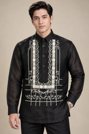 Black Organza Barong Tagalog 3090