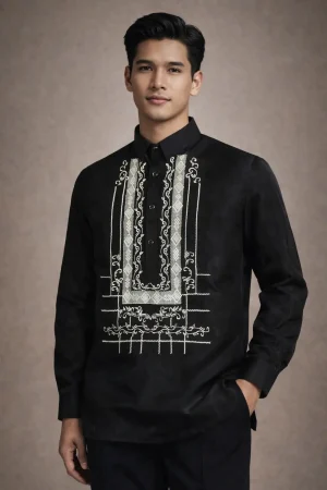 Black Organza Barong Tagalog 3090