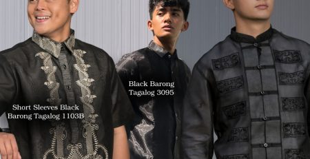 Black Short Sleeve Jusi Barong Tagalog