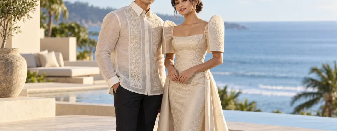 Barong and terno by the Pacific