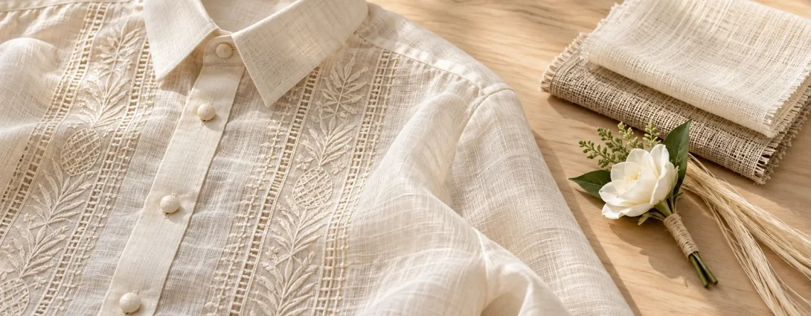 Ivory Barong and Natural Wedding Details