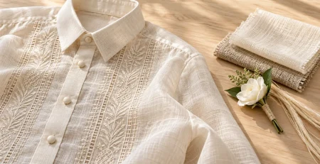Ivory Barong and Natural Wedding Details
